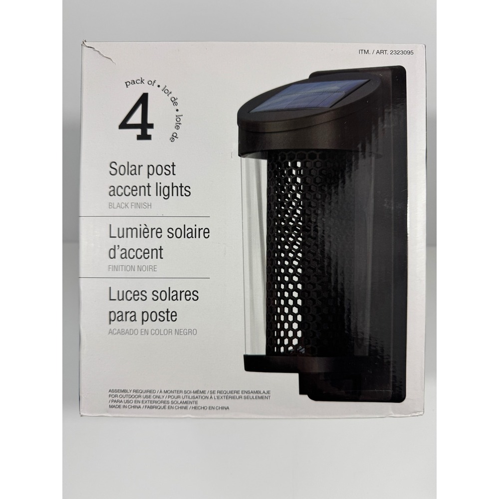 Naturally Solar Post Accent Lights 4 Pack Black Brand New 10 Lumens 2323095